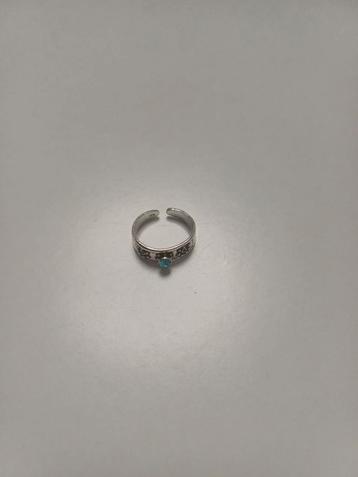 Zilveren Teenring met Blauwe Steen beschikbaar voor biedingen