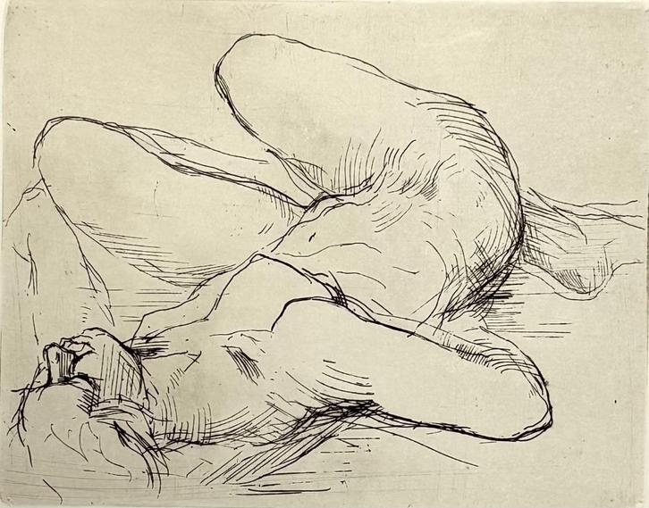 Ets Eddy Roos, liggend naakt, 2011, Antiek en Kunst, Kunst | Etsen en Gravures, Ophalen of Verzenden