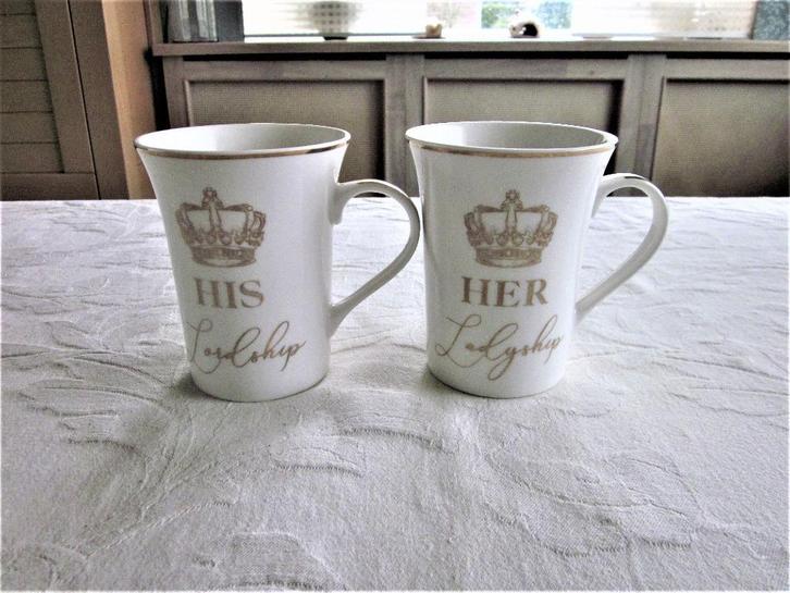 The Leonardo collection 2 mokken voor hem en haar D9 H11cm, Huis en Inrichting, Keuken | Servies, Zo goed als nieuw, Overige typen