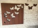 Tuin!wand decoratie Cortenstaal Vlinders 90x90, Ophalen, Zo goed als nieuw
