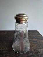 Brocante glazen suiker strooier met verzilverde dop, Ophalen of Verzenden