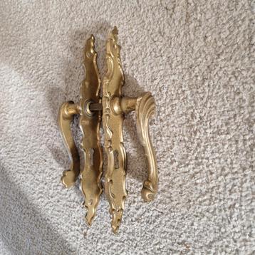 Koperen deurkruk set - Gebruikt beschikbaar voor biedingen