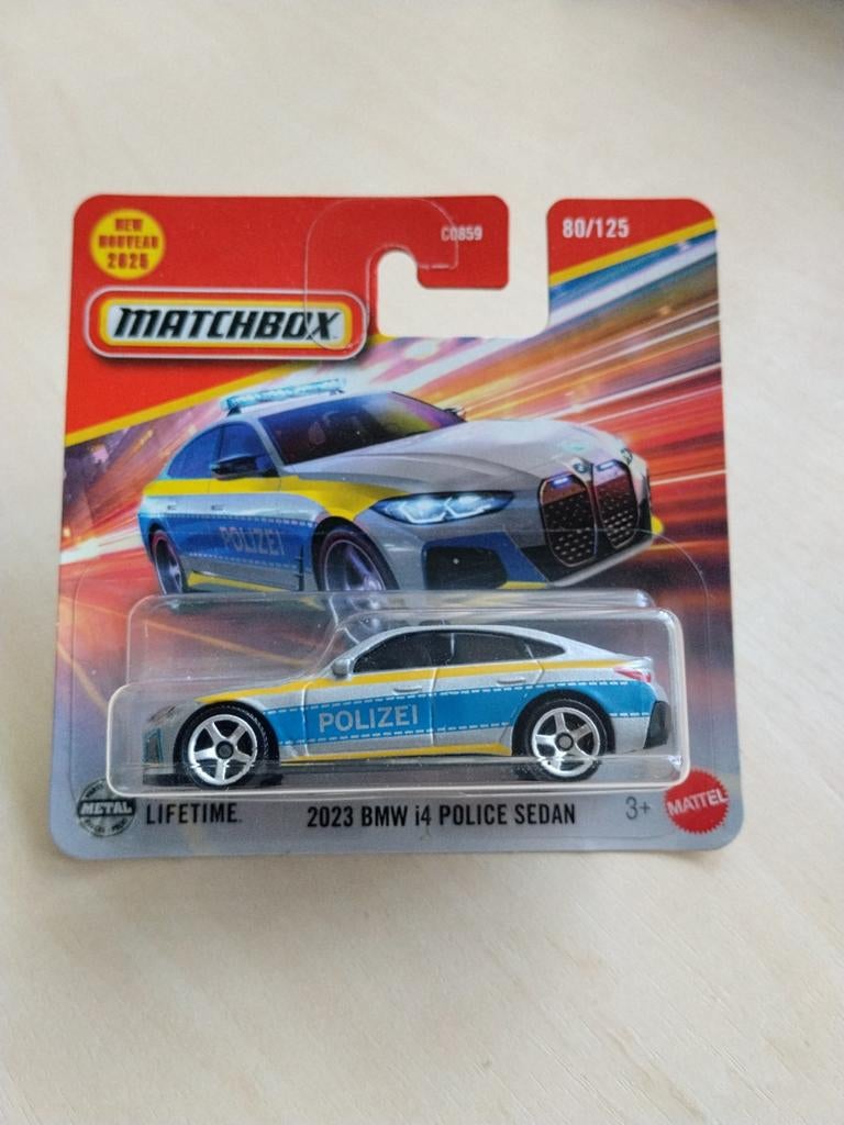 Matchbox 2023 bmw I4 police, Ophalen of Verzenden, Nieuw, Auto