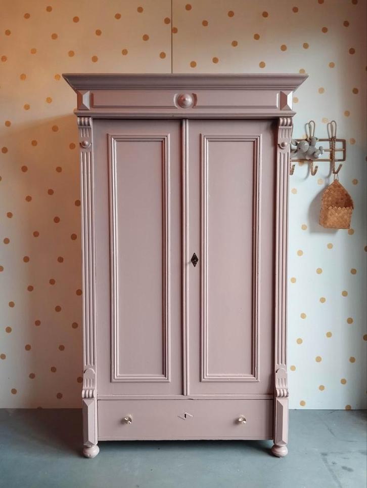 Vintage kledingkast / brocante meidenkast /bezorgen mogelijk, Huis en Inrichting, Kasten | Kledingkasten, 150 tot 200 cm, 100 tot 150 cm