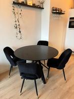 Zwarte Ronde Eettafel - Ø120cm incl. stoelen, Huis en Inrichting, Tafels | Eettafels, Ophalen, Overige materialen, Gebruikt, 100 tot 150 cm