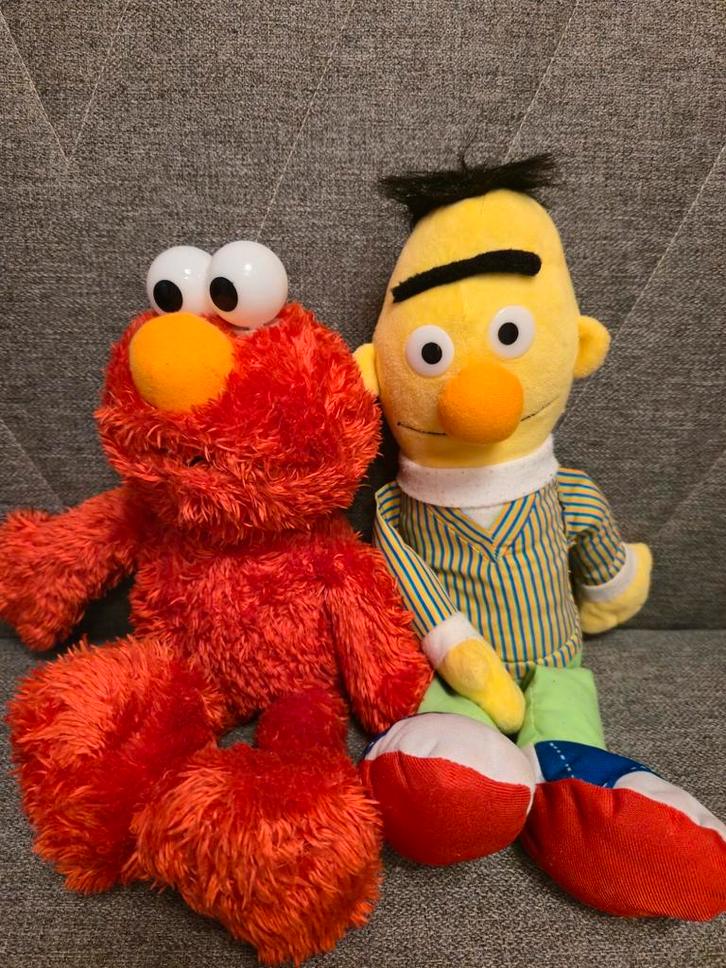 Bert & Elmo Vintage Knuffels, Kinderen en Baby's, Speelgoed | Knuffels en Pluche, Gebruikt, Overige typen, Ophalen of Verzenden