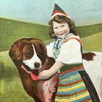 vrienden meisje met grote hond gladhaar Sint Bernard 1906, Overige thema's, Voor 1920, Verzenden