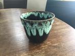 Mooie vintage bloempot zwart en groen, 12 cm hoog, zgan, Ophalen, Rond, Binnen, Zo goed als nieuw