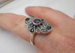 zilveren vintage ring met stenen maat 17.25 nr.532, Verzenden, Zo goed als nieuw, 17 tot 18, Dame