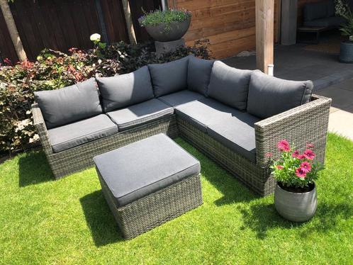 Loungeset, Tuin en Terras, Tuinsets en Loungesets, Zo goed als nieuw, Loungeset, Kunststof, 5 zitplaatsen, Bank, Hocker, Ophalen