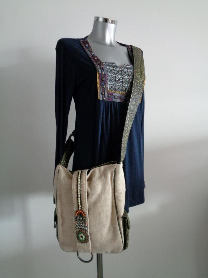 Duurzame mode tas van hennep en leer, crossbody ZIPPA, Sieraden, Tassen en Uiterlijk, Tassen | Damestassen, Nieuw, Overige typen