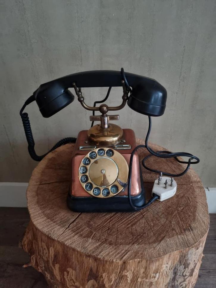 Werkende vintage koperen telefoon, Antiek en Kunst, Antiek | Overige Antiek, Ophalen of Verzenden