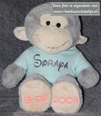 Geboorte knuffel Aap 45 CM geborduurd met naam & datum, Ophalen of Verzenden, Nieuw, Kraamcadeau