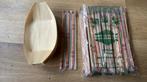 Bamboe eetstokjes chopsticks en schuitjes voor sushi, Ophalen of Verzenden, Zo goed als nieuw, Hout