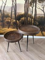 Set van 2 bijzet tafels, Minder dan 55 cm, Rond, Ophalen of Verzenden, Zo goed als nieuw