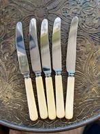 5 Antieke Sheffield ontbijtmessen, butterknives, F. A. Kirk, Antiek en Kunst, Ophalen of Verzenden