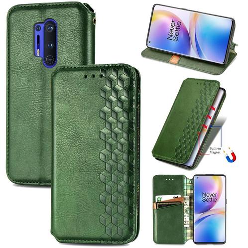 Luxe PU Lederen Wallet Case Set voor OnePlus 8 Pro _ Groen, Telecommunicatie, Mobiele telefoons | Hoesjes en Frontjes | Overige merken