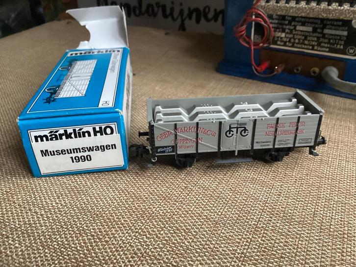 Marklin museumwagen 1990 hoge boordwagen met speciale lading, Hobby en Vrije tijd, Modeltreinen | H0, Nieuw, Wagon, Wisselstroom