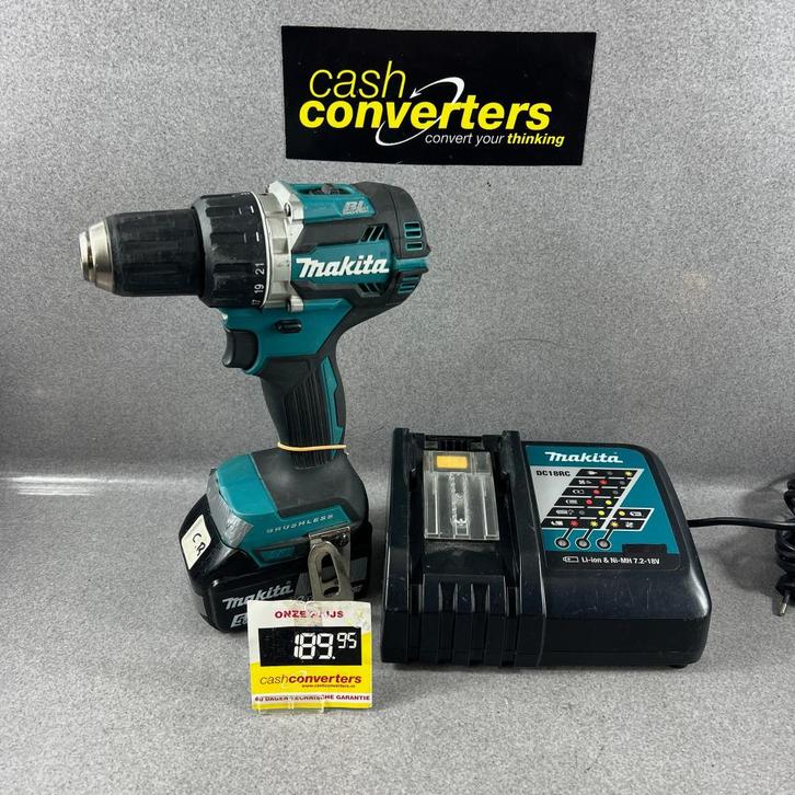 Makita DDF484 Accu Schroeftol | 2x 5.0 Ah, lader | 386726, Doe-het-zelf en Verbouw, Gereedschap | Boormachines, Gebruikt, Boormachine