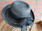 Zwarte zomerhoed met leuke grote strik. Kan tot maat 58., Ophalen of Verzenden, Nieuw, 58 cm (L, 7¼ inch) of meer, Hoed