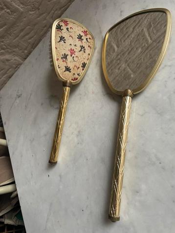 Vintage Gouden Borstel & Spiegel Set beschikbaar voor biedingen