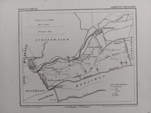 16 / Gemeente Willeskop Kuyper kaart Litho uit 1866, Antiek en Kunst, Kunst | Litho's en Zeefdrukken, Ophalen of Verzenden