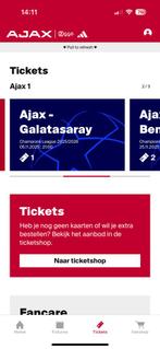 1 ticket Ajax - Galatasaray chamions league, Losse kaart, Eén persoon, November, Europa of Champions League