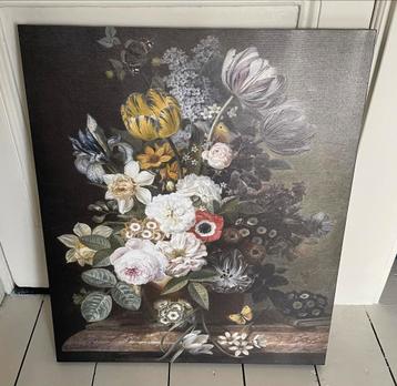 Canvas stilleven met bloemen