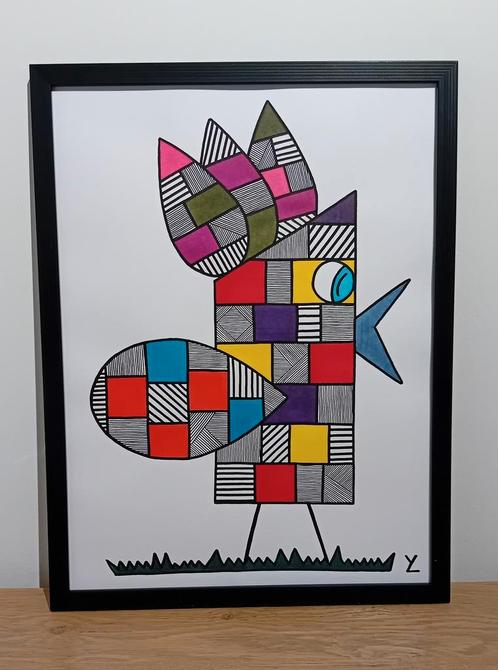Vreemde Vogel. Special Art. Heel Apart., Huis en Inrichting, Woonaccessoires | Schilderijen, Tekeningen en Foto's, Nieuw, Schilderij
