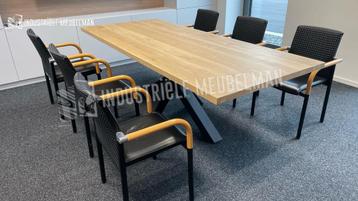 Industriele Eettafel Massief Eiken Boomstam Tafels Eikenhout - afbeelding 10