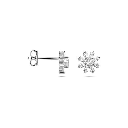 Zilveren Bloem oorbellen met zirkonia - GRATIS verzending!, Sieraden, Tassen en Uiterlijk, Oorbellen, Nieuw, Knopjes of Stekers