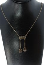 Art Deco 14k gouden roos diamant ketting met hanger dames, Sieraden, Tassen en Uiterlijk, Antieke sieraden, Ophalen of Verzenden