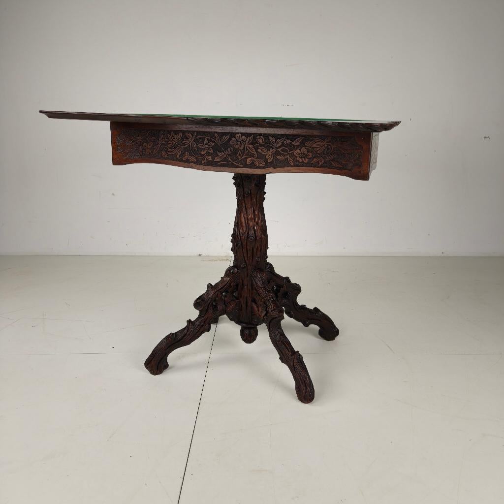 Black Forest Card Table by Horrix – 1880, Antiek en Kunst, Ophalen of Verzenden