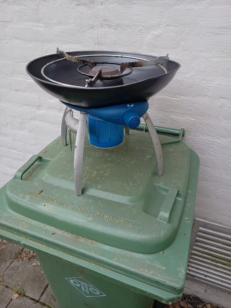 Mini Campinggas Kookstel met Grillplaat, Ophalen, Gebruikt