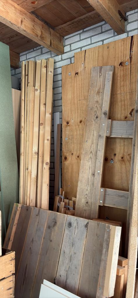 90x200 steigerhouten bed compleet en al uit elkaar, Ophalen, Gebruikt, 90 cm, Eenpersoons