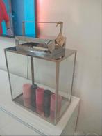 Grote RVS lantaarn met glazen zijkanten, Ophalen, Gebruikt, Overige kleuren, 25 tot 50 cm