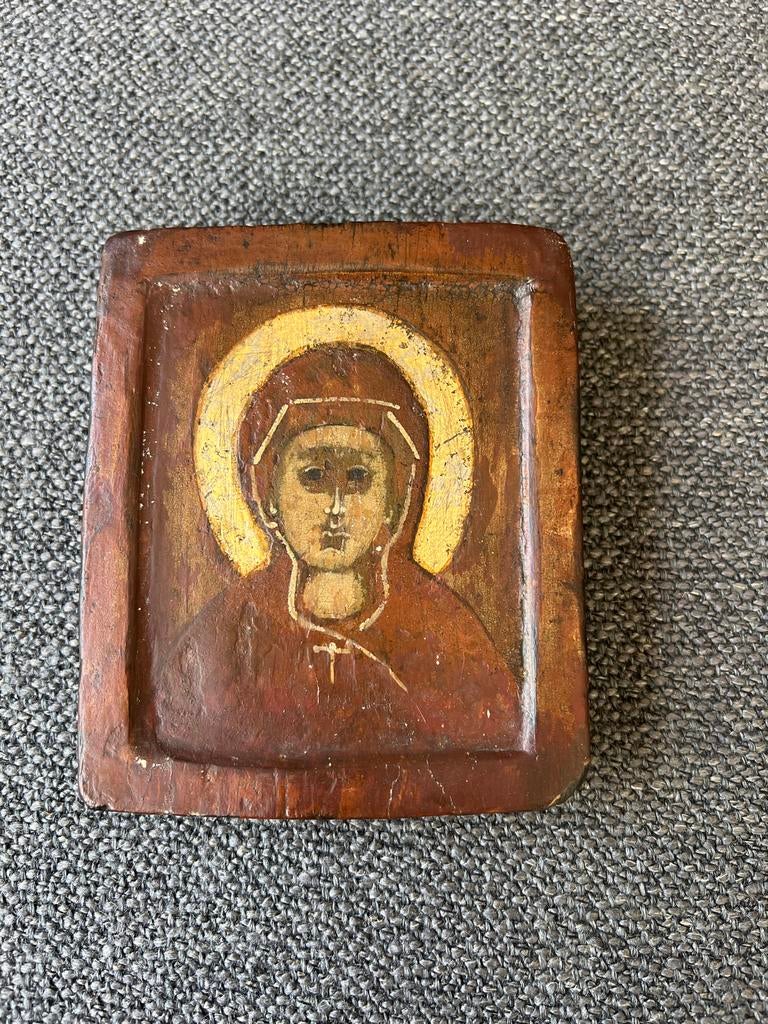 Antieke Russische Icoon van de Moeder Gods, Ophalen of Verzenden