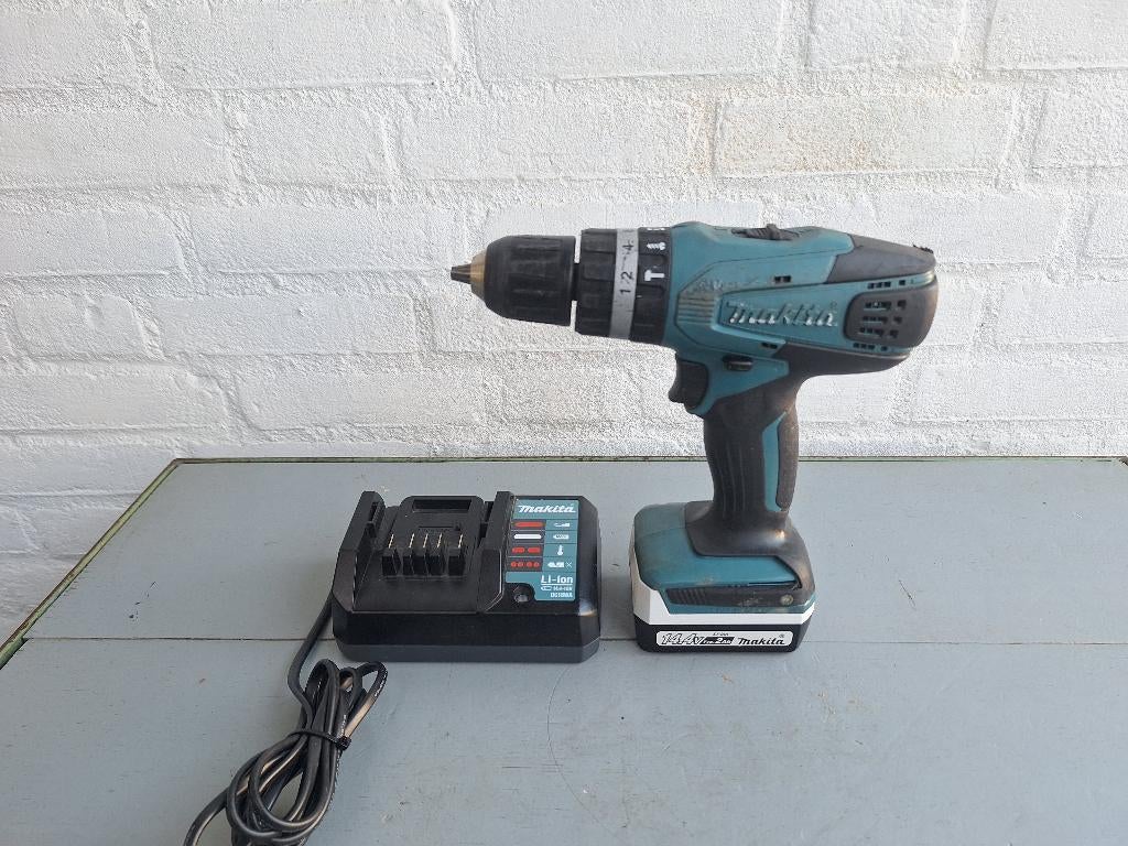 Makita HP347D accu klopboormachine 14,4V, Ophalen of Verzenden, Gebruikt, Boormachine