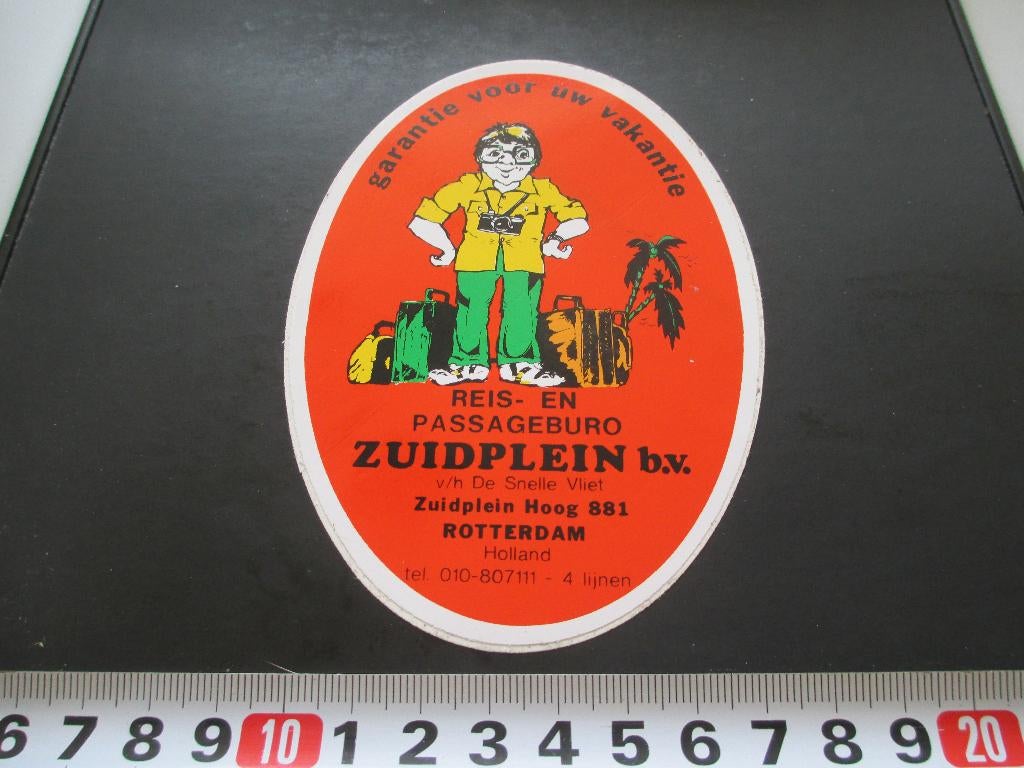 sticker rotterdam reizen ZUIDPLEIN BV v/h de snelle vliet, Ophalen, Zo goed als nieuw