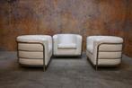 ZGANieuw 3 witte leren Zanotta Onda design fauteuils, Huis en Inrichting, 75 tot 100 cm, Ophalen of Verzenden, Zo goed als nieuw