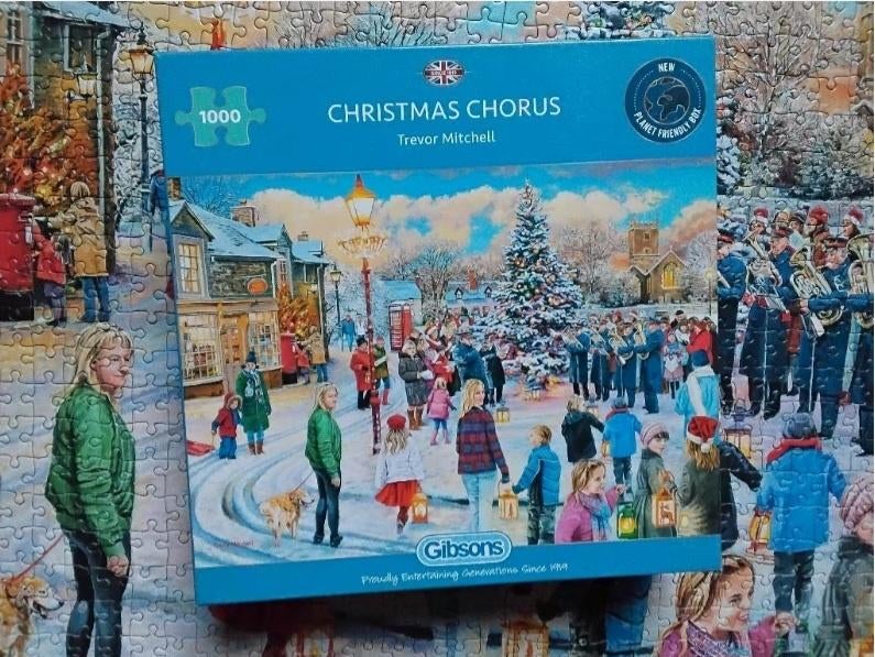 Gibsons puzzel 'christmas chorus' by Trevor Mitchell, Ophalen, 500 t/m 1500 stukjes, Zo goed als nieuw, Legpuzzel