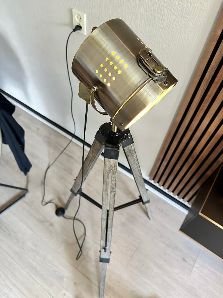 Staande lamp spot, Ophalen, Gebruikt, Hout, 100 tot 150 cm