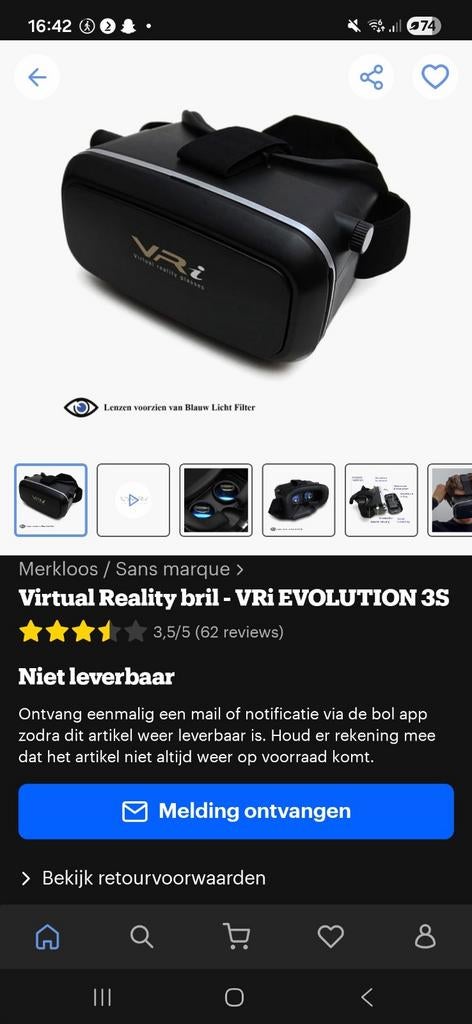VR Bril - VRI EVOLUTION 3S (Lees omschrijving!), Ophalen of Verzenden, Zo goed als nieuw, VR-bril, Telefoon