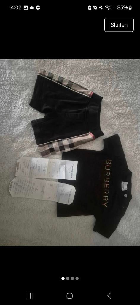 Burberry jongens set - 12 maanden - Zo goed als nieuw, Ophalen of Verzenden, Zo goed als nieuw, Overige maten