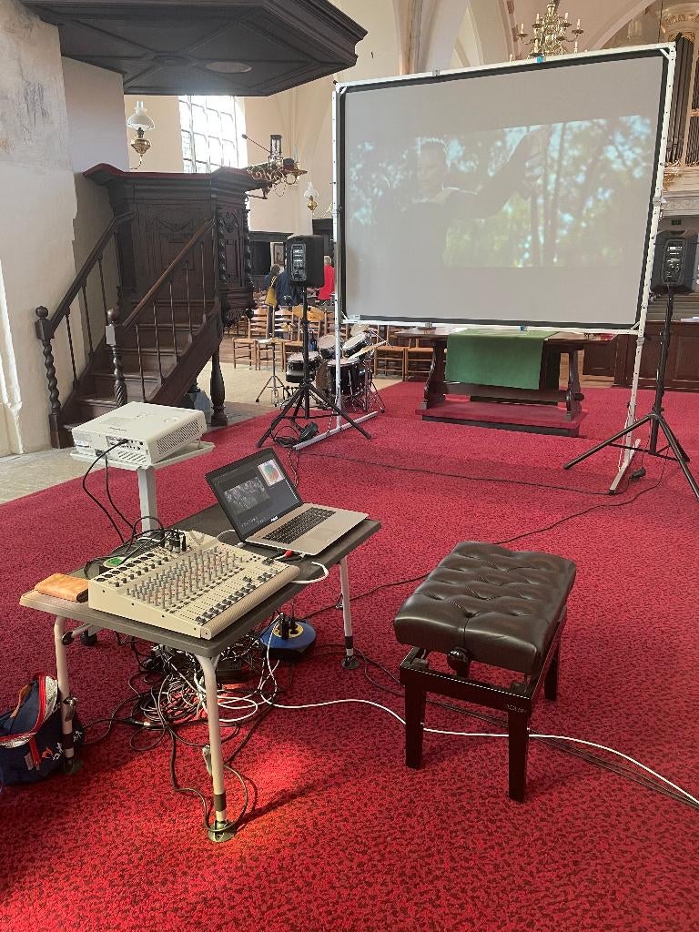 Mobiel spanscherm doorzichtprojectie groot en beamer!, Ophalen, Handmatig, Zo goed als nieuw