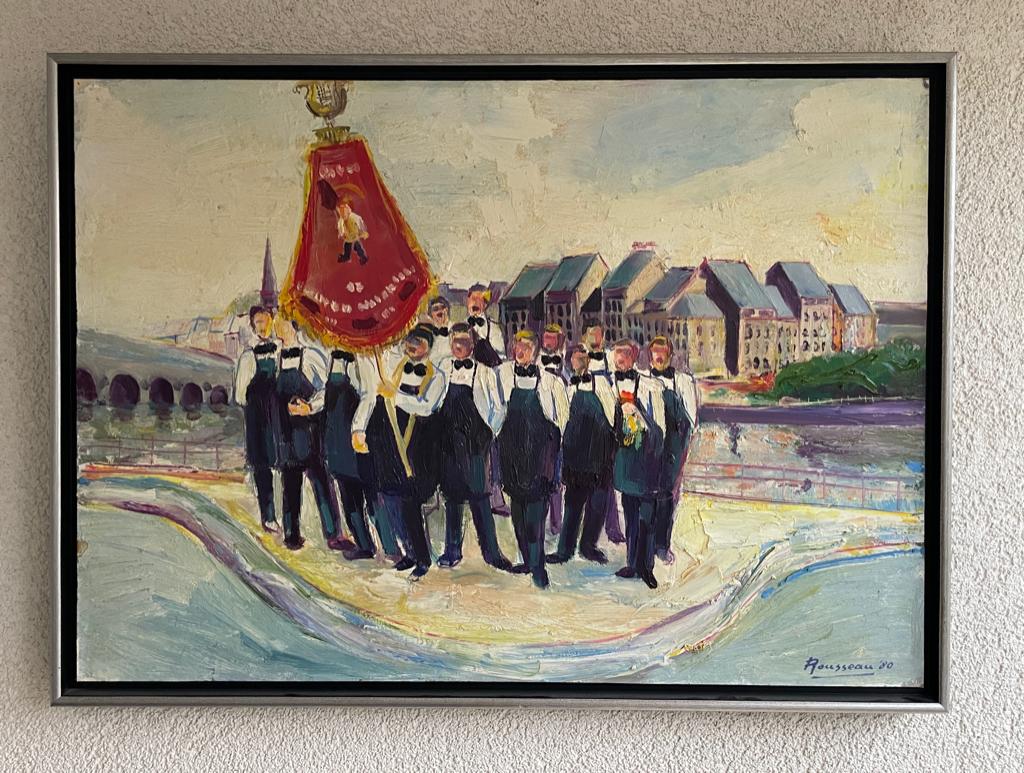 Chrit Rousseau (1941) Wieker Hofzengers uit 1980 Maastricht, Antiek en Kunst, Kunst | Schilderijen | Klassiek, Ophalen of Verzenden