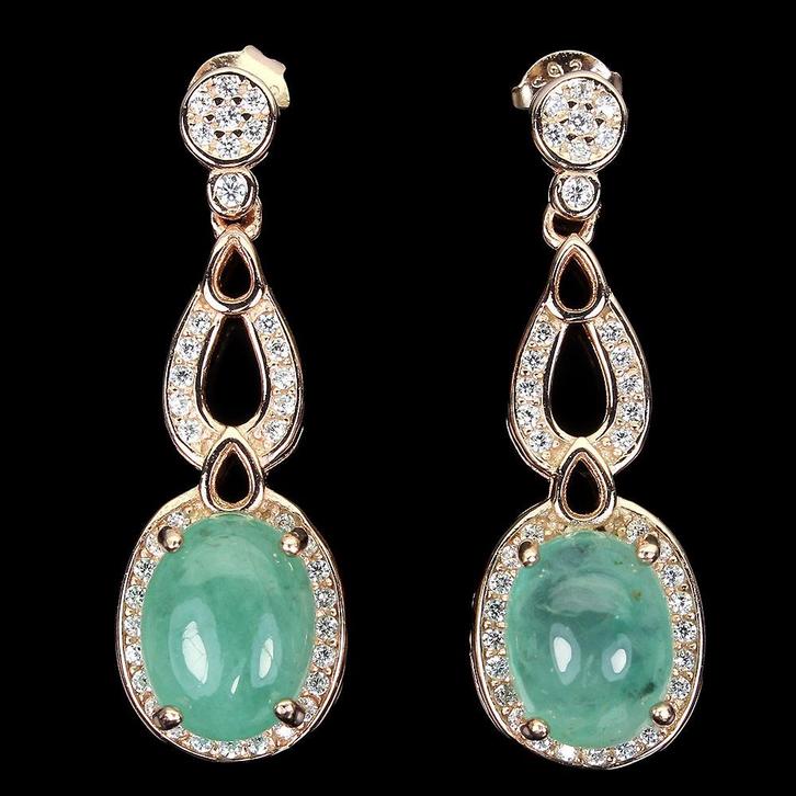 oorbellen 925 ziler 14 k rood goud verguld met Smaragd, Sieraden, Tassen en Uiterlijk, Oorbellen, Nieuw, Knopjes of Stekers, Zilver