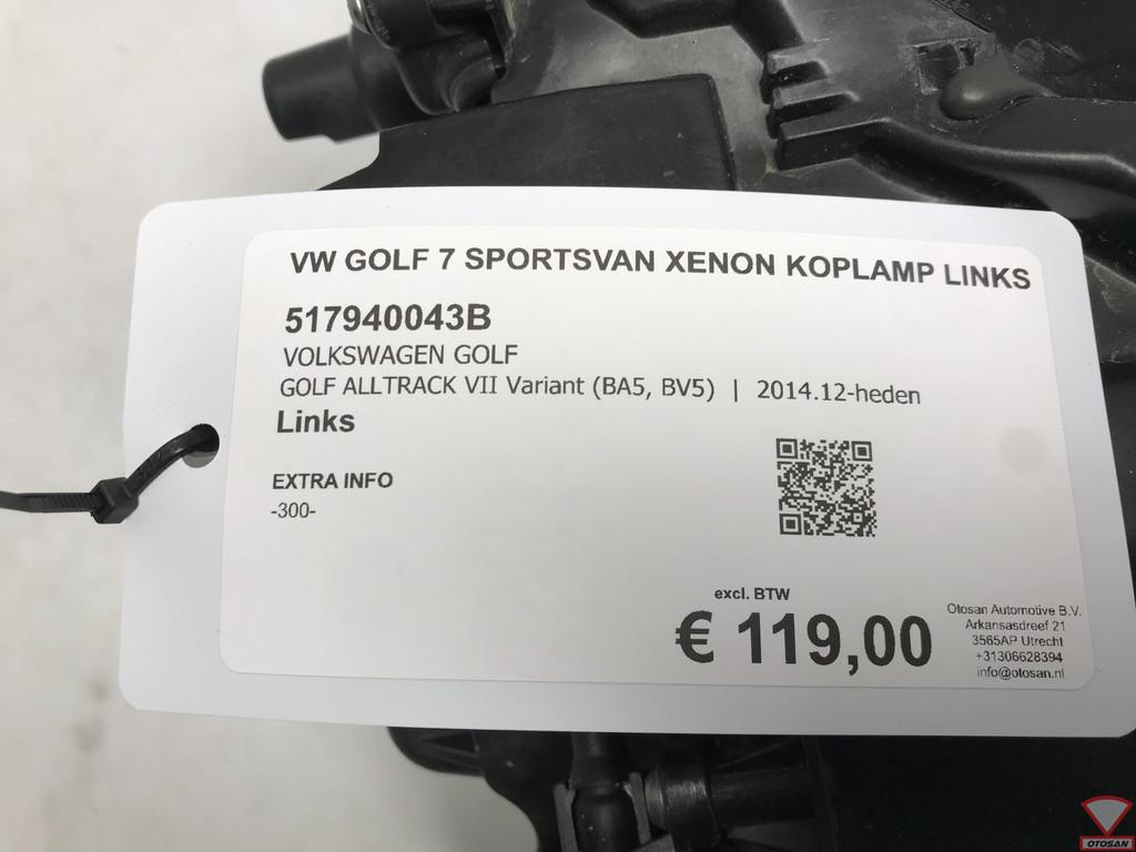 VW Golf 7 Sportsvan Xenon LED Koplamp Links 517941043B, Auto-onderdelen, Verlichting, Gebruikt, Volkswagen, Volkswagen AG, Berliner Ring 2
38440  Wolfsburg, DE