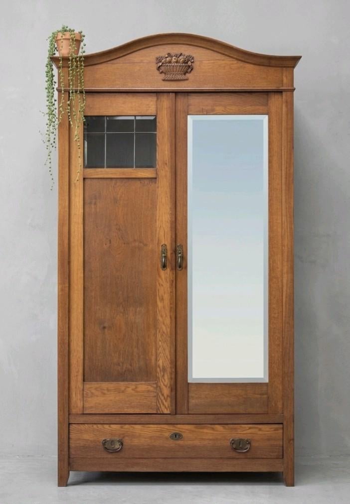 Antieke brocante Art Deco meidenkast vintage linnenkast kast, Ophalen of Verzenden