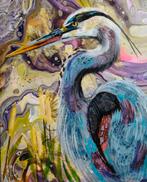 Schilderij reiger, Antiek en Kunst, Ophalen of Verzenden